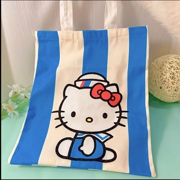 Hello Kitty Canvas Tote Bag, Cute & Sweet Style Shoulder Bag 14.9”X12.9” NIP - Picture 1 of 2